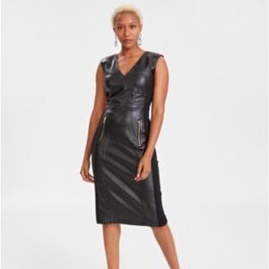 INC Faux Leather Dress